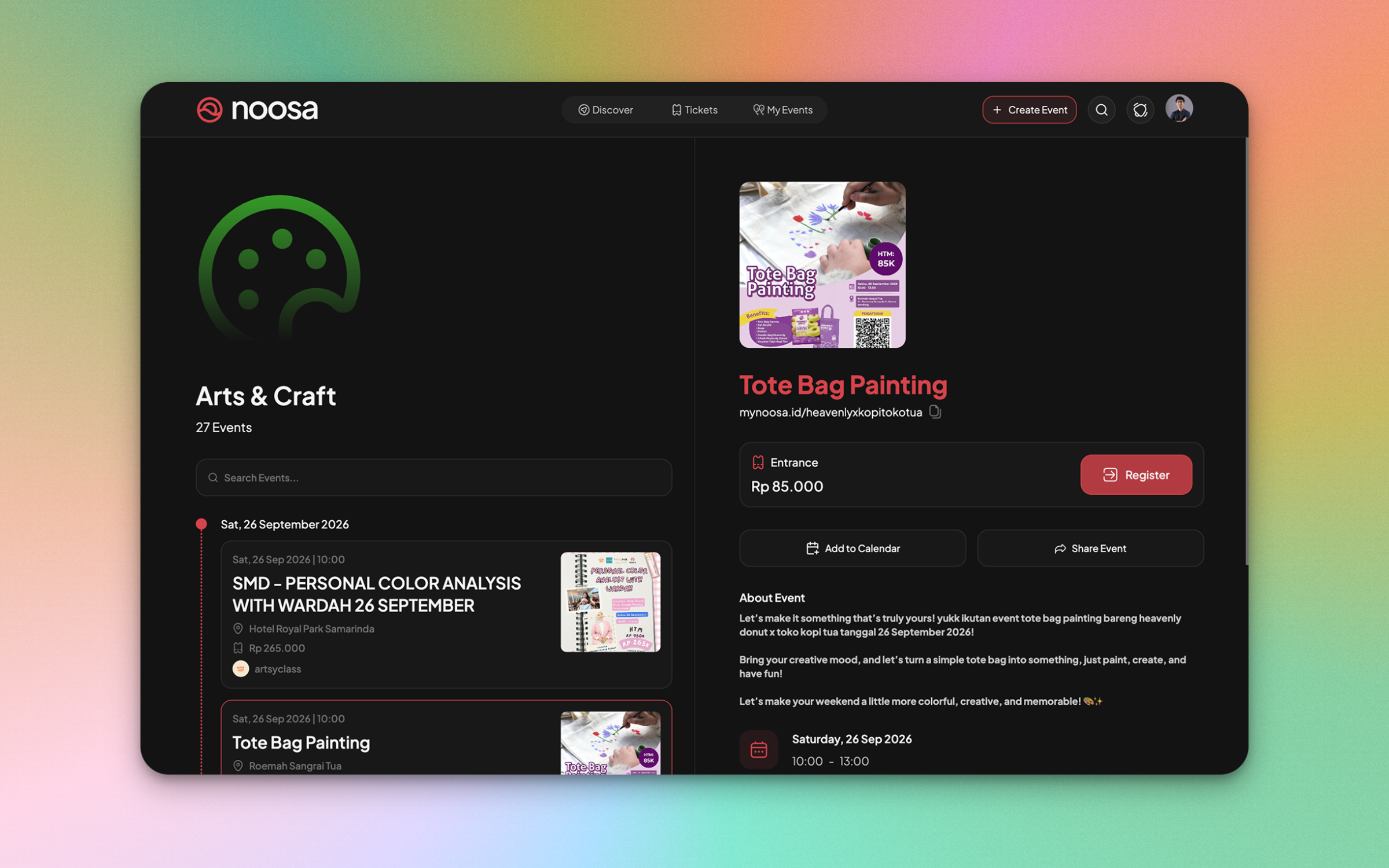 Event editor — details, tickets and payment